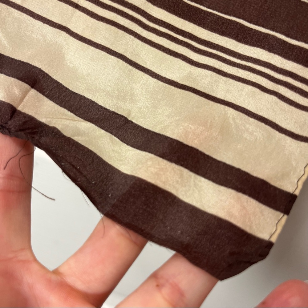 Oscar de la Renta  Vintage Brown Red Poppy Silk Satin Oblong Scarf designer - Picture 3 of 8